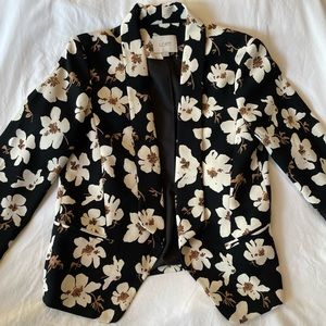 LOFT Floral Blazer, Cream and Black